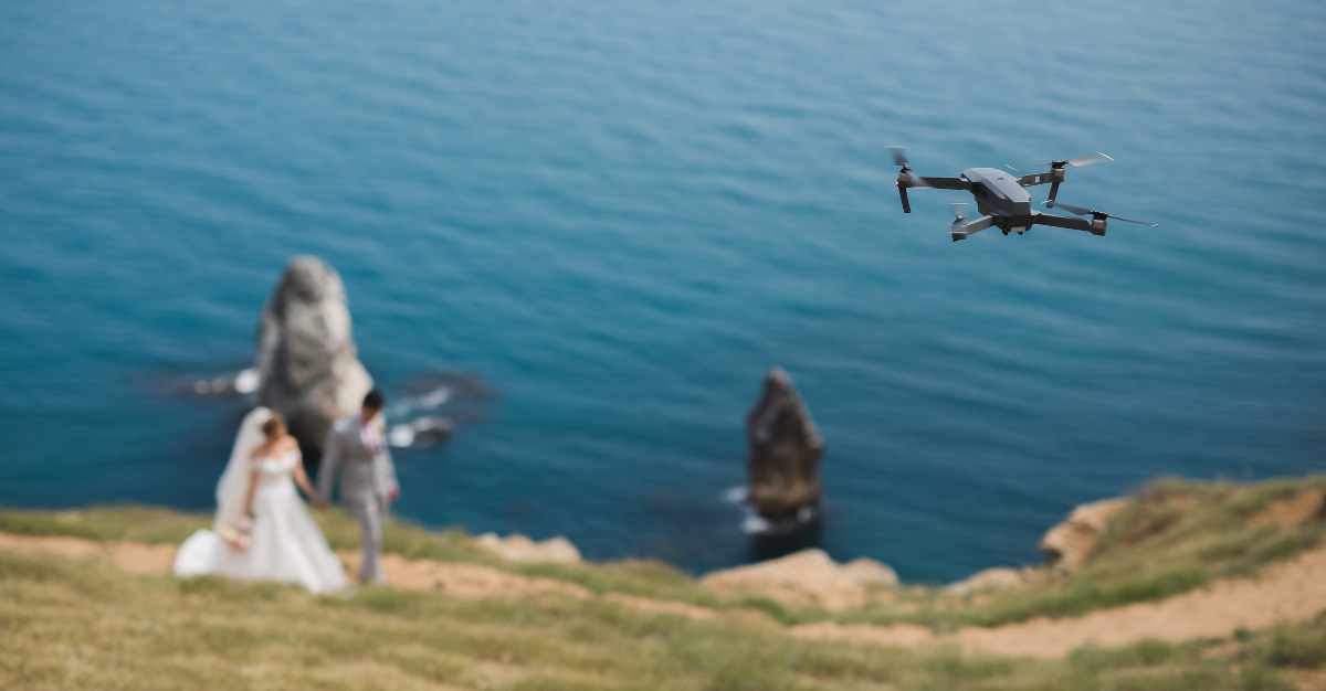 Couple sharing entire wedding at 4k Drones Videography